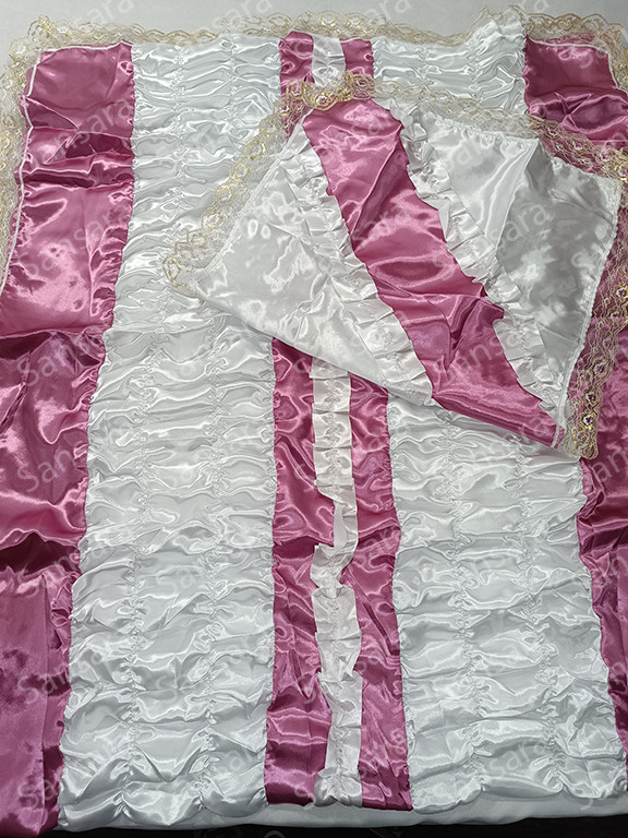 Комплект жатка атлас з рюшем №10 наволочка 45/45