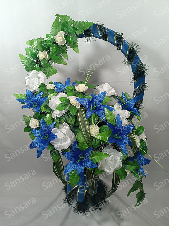 Кошик вквітчений дройна ручка Косий букет 120/70 см