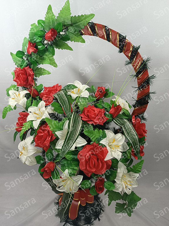 Кошик вквітчений дройна ручка Косий букет 120/70 см