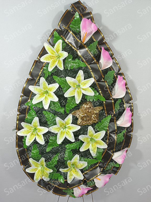 Вінок  150/65см Вінок з чорною стрічкою великий