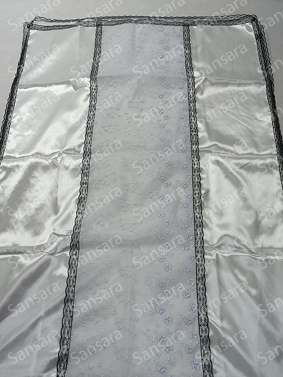 Покривало атлас з тюллю №4 з мереживом