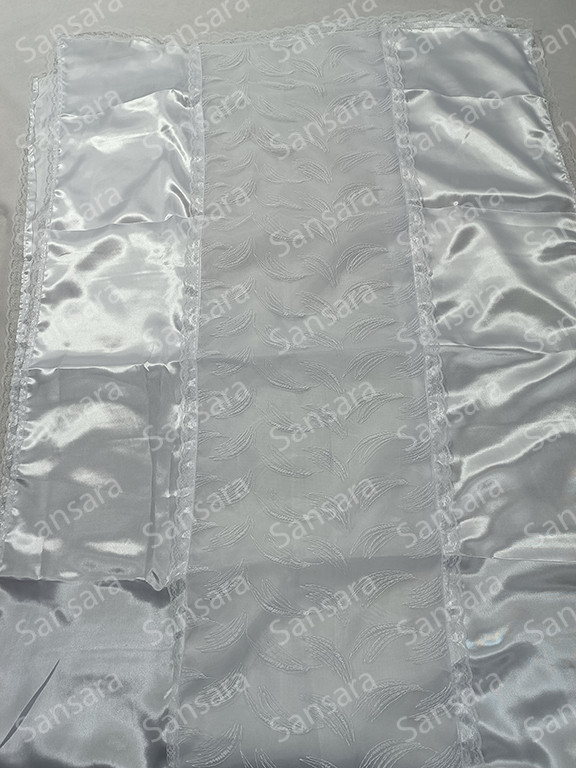 Покривало атлас з тюлью №4 з мереживом