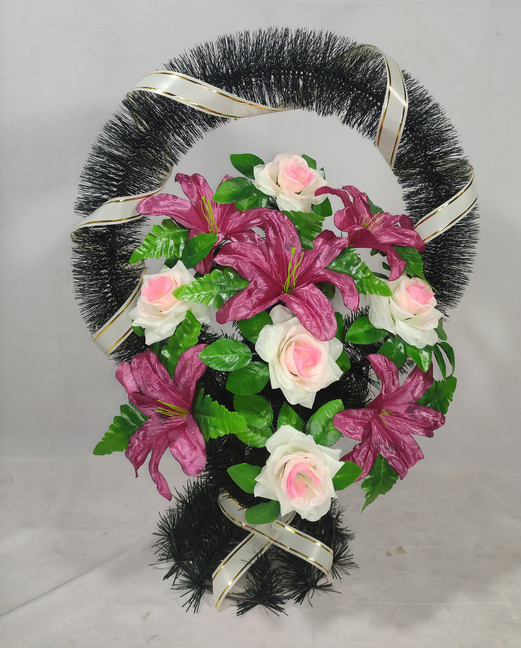 Кошик вквітчен Лілія з трояндою 75/50 см