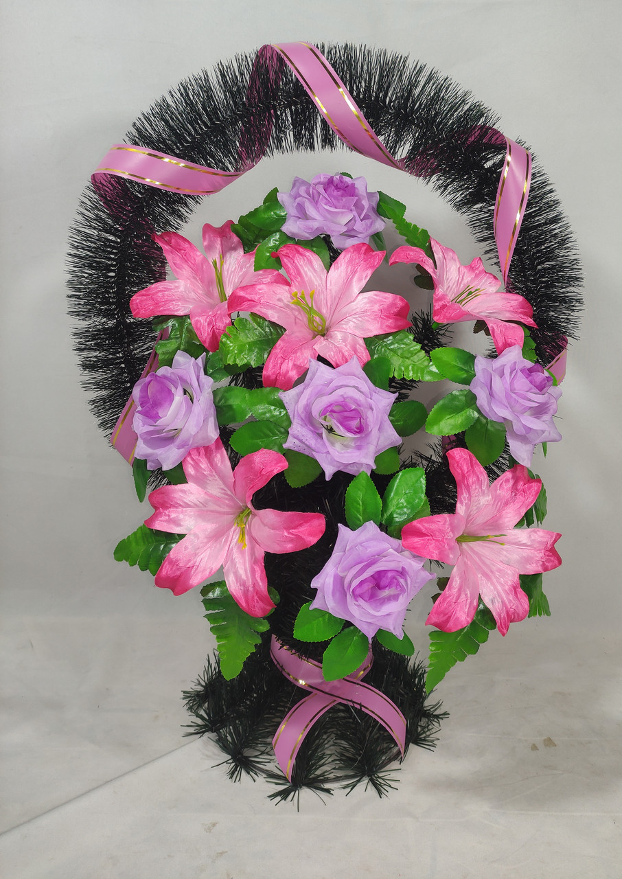 Кошик вквітчен Лілія з трояндою 75/50 см