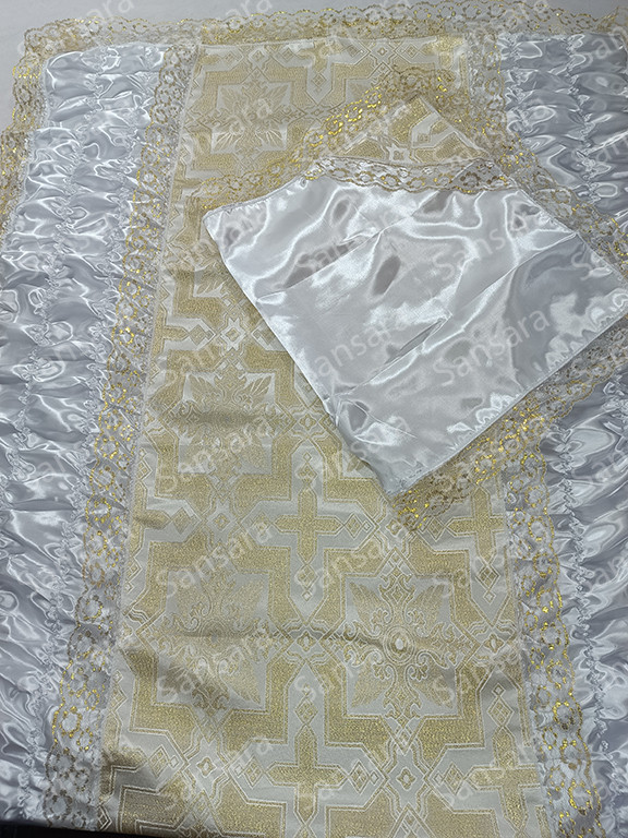 Комплект атлас з парча золото з мережевом