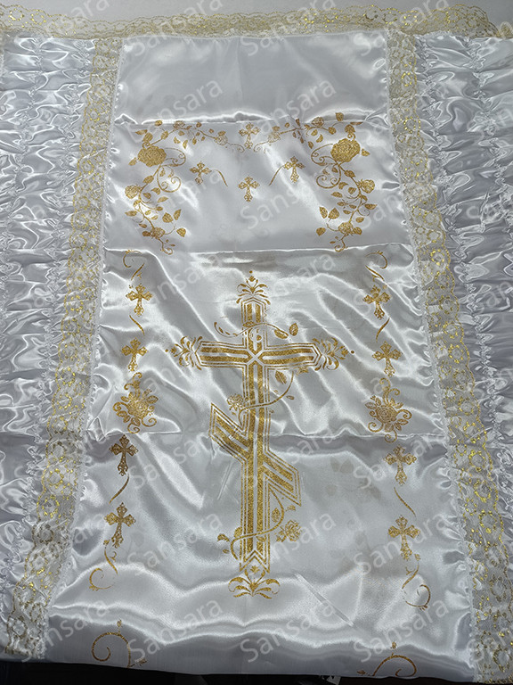 Покривало атлас глітер з мереживом