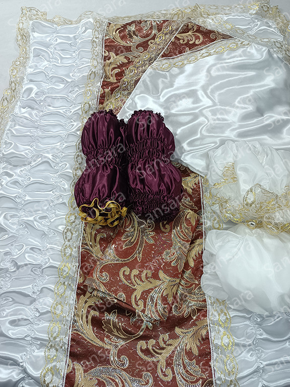 Комплект жатка атлас з А/б + покривало,наволочка та шовкова постіль з мереживом