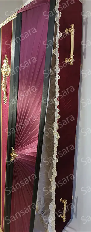 Труна велюр з фольгою Бордо